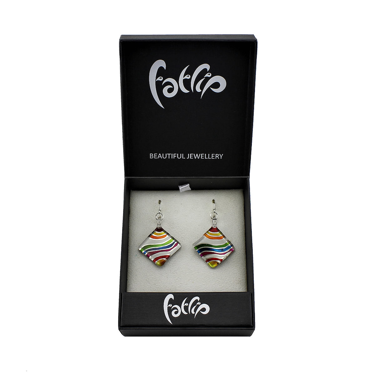 SWE544 - Multi-colour Glass Diamond Stripe Drop Earring
