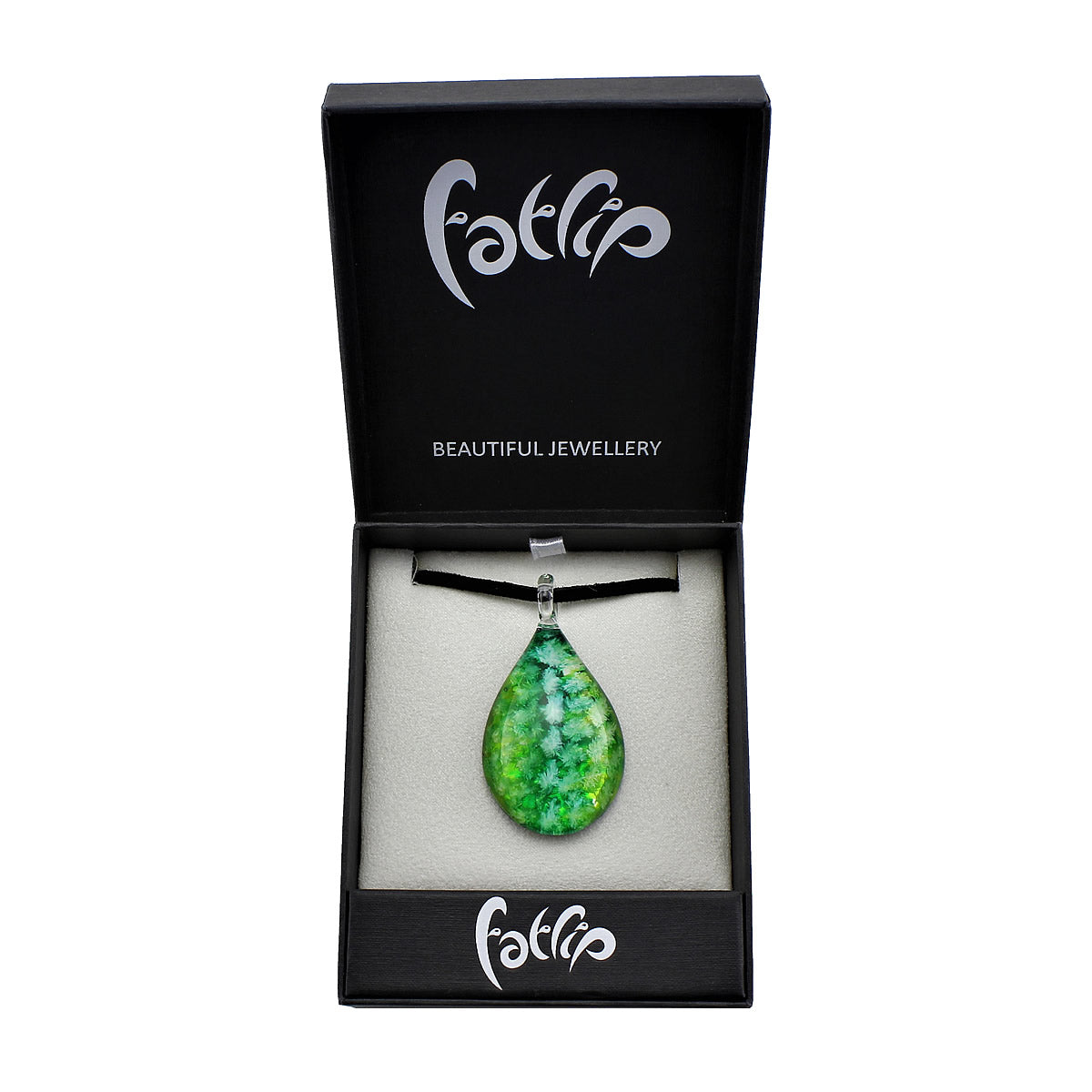 SWN559 - Green Glass Teardrop Pendant Necklace