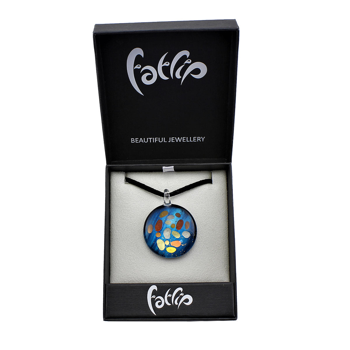 SWN568 - Blue Round Glass Pendant Necklace