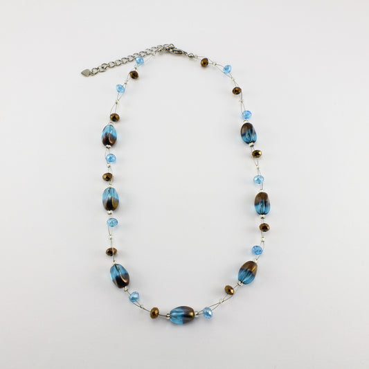 WSWN0029TU - ALICE - Turquoise/Gold Glass Crystal Necklace