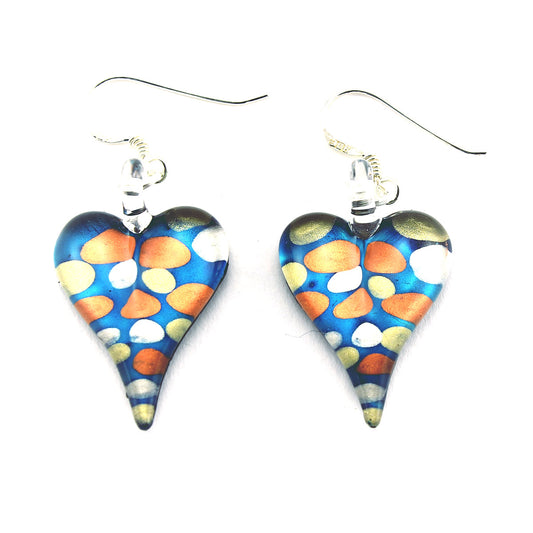 SWE555 - Blue Glass Heart Drop Earring