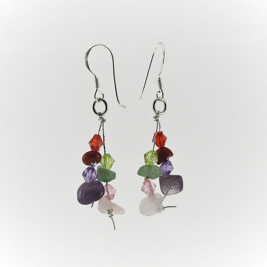 SWE0060MU- MIA - Multi Coloured Gemstone Drop Earrings