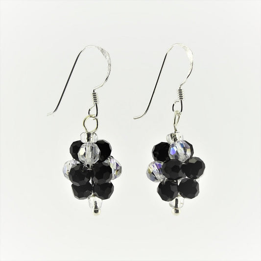 WSWE0008BK - OLIVIA - Black Glass Crystal Drop Earring