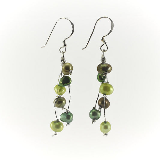 SWE0050GN - MILLY - Olive Green Freshwater Pearl Drop Earrings
