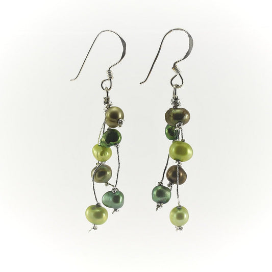 WSWE0050GN - MILLY - Olive Green Freshwater Pearl Drop Earrings