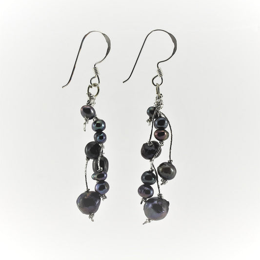 SWE0050GY - MILLY - Grey Freshwater Pearl Drop Earrings