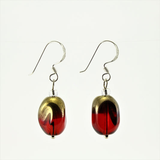 SWE0029RE - ALICE - Red/Gold Glass Crystal Drop Earrings