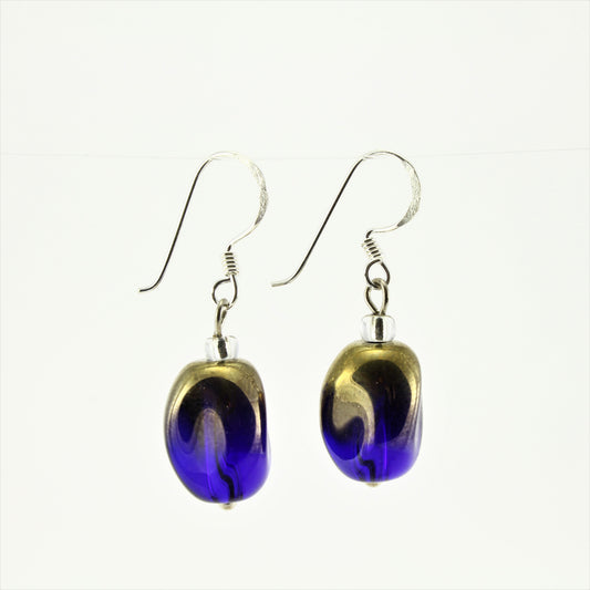 WSWE0029BL - ALICE - Navy/Gold Glass Crystal Drop Earrings