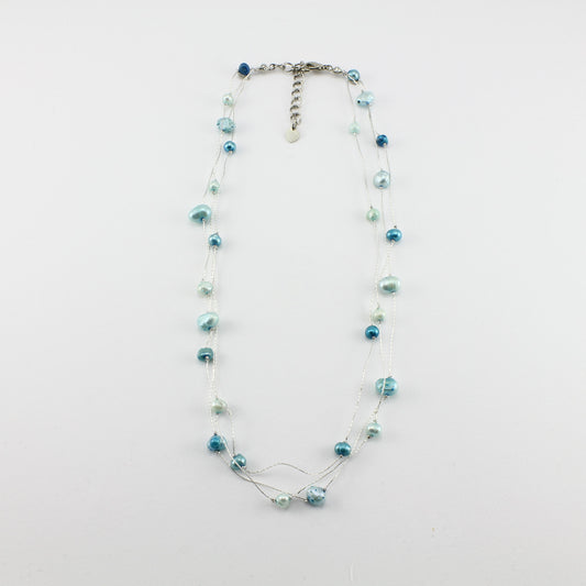 WSWN0050BL - MILLY - Blue Freshwater Pearl Necklace