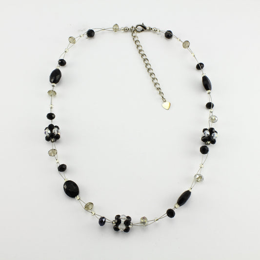WSWN0008BK - OLIVIA - Black Glass Crystal Necklace