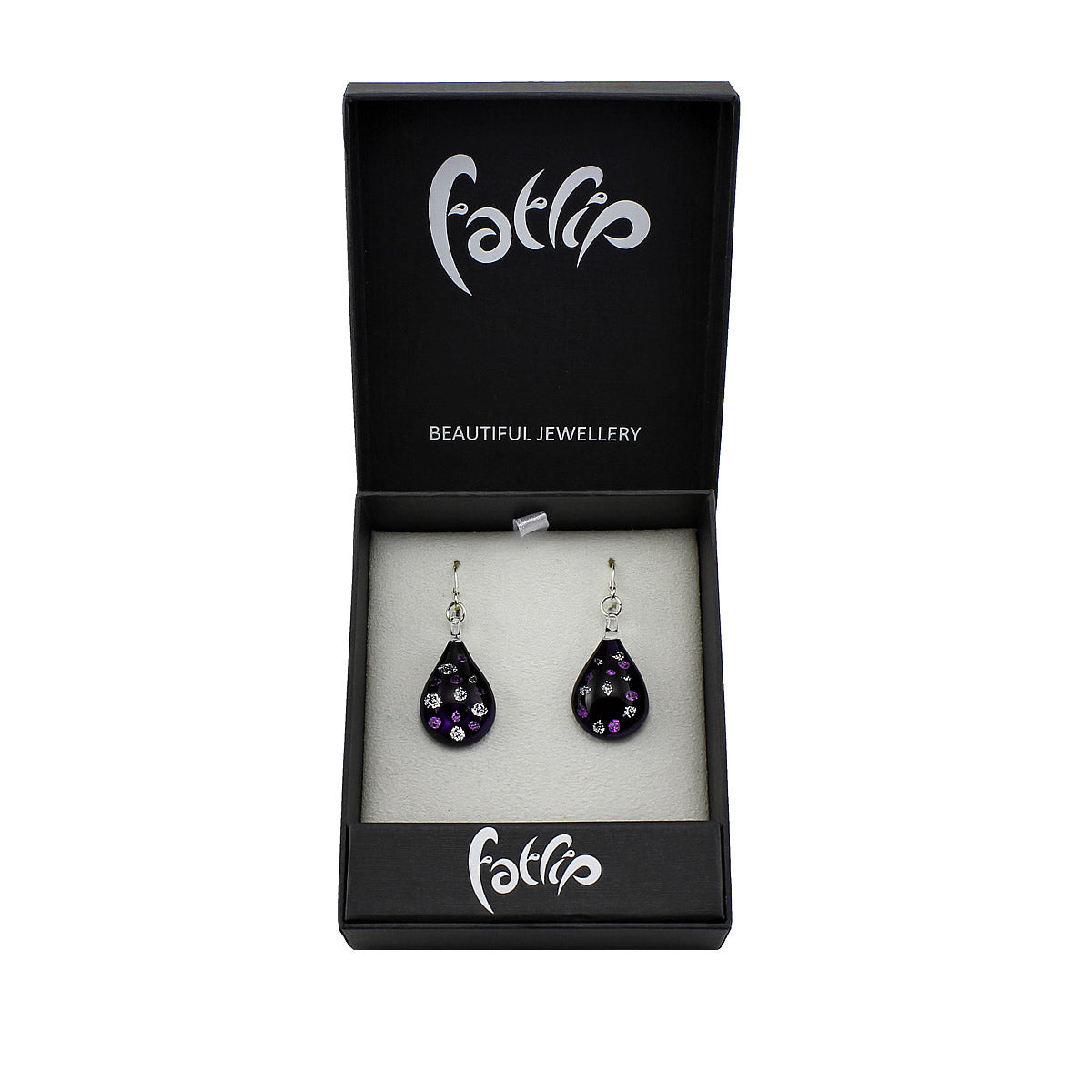 SWE509 - Purple Glass Teardrop Sparkle Drop Earring