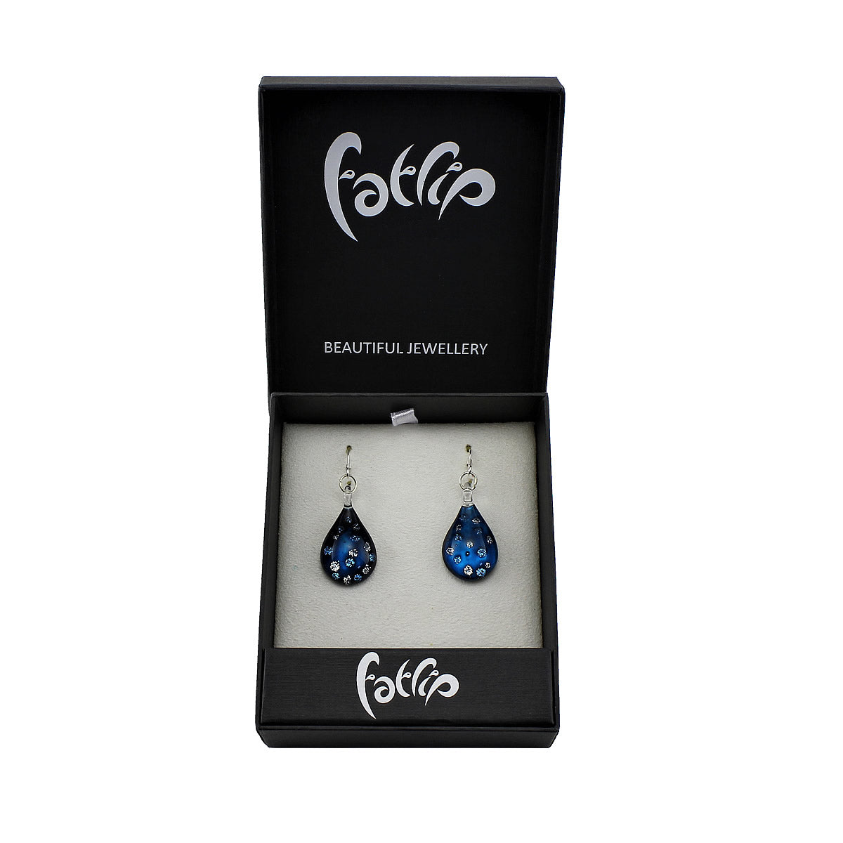 SWE511 - Blue Glass Teardrop Sparkle Drop Earring