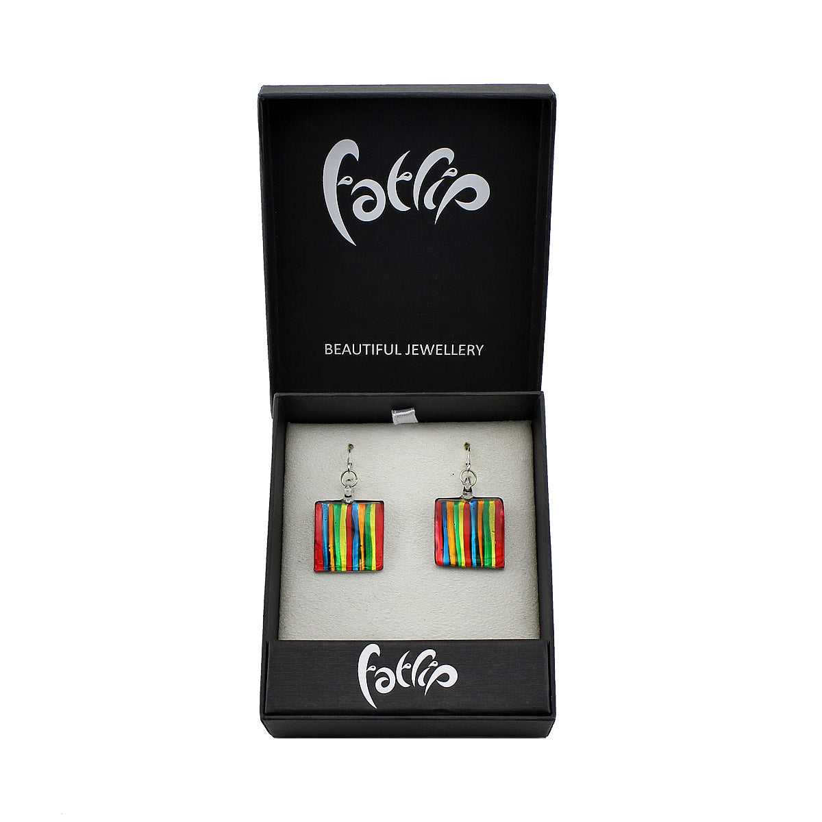 SWE531 - Multi-Colour Square Glass Drop Earring