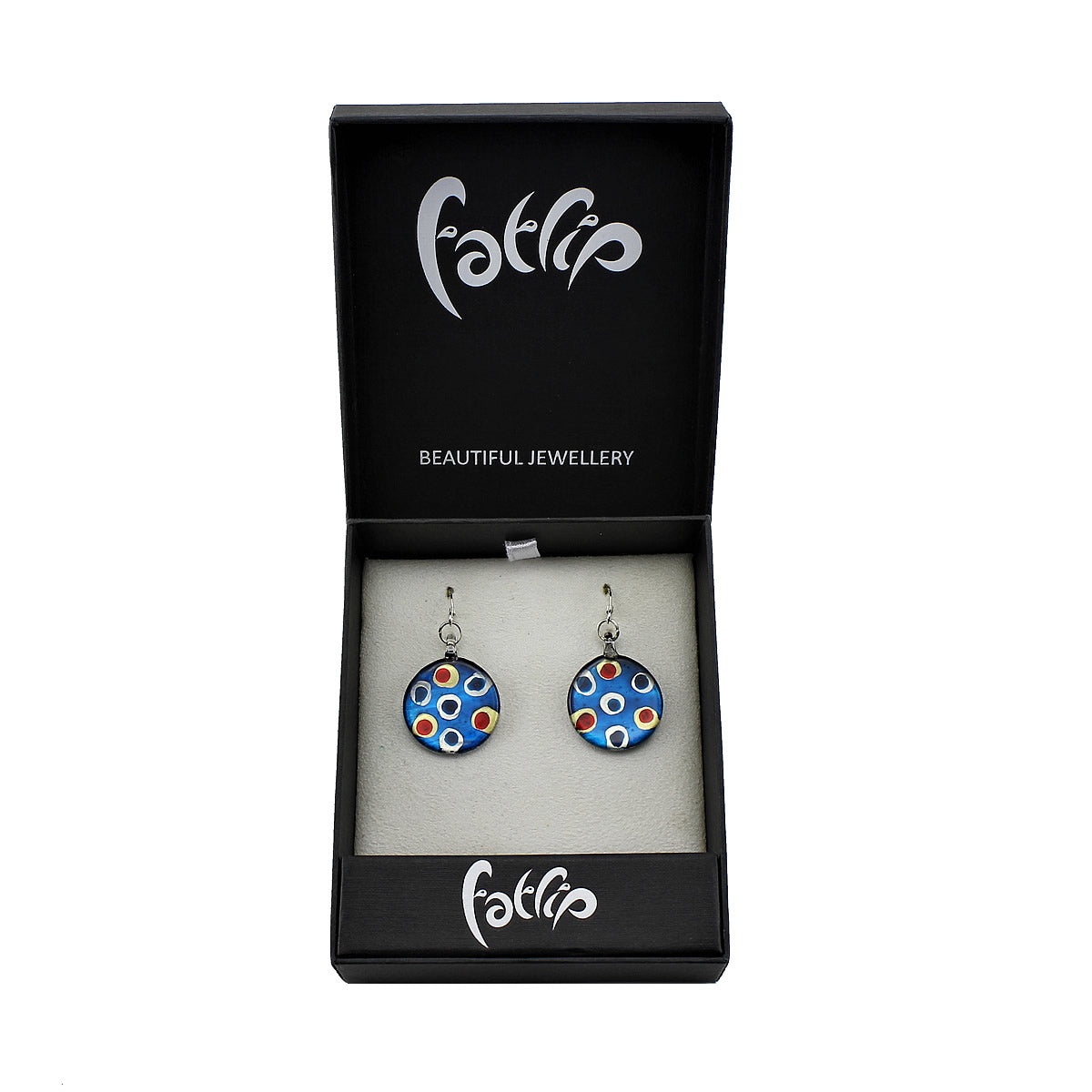 SWE539 - Blue Glass Round Multi-colour Dot Drop Earring