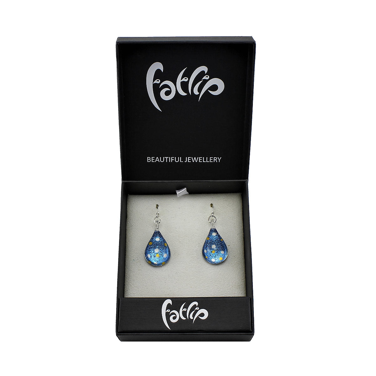 SWE542 - Blue Glass Teardrop Sparkle Drop Earring