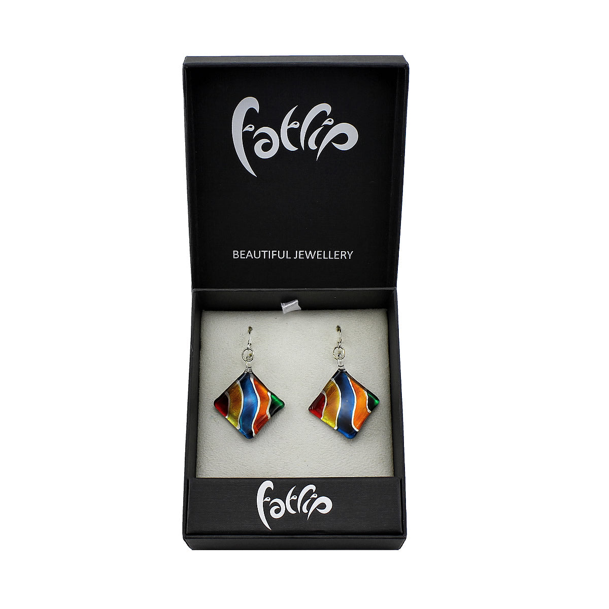 SWE548 - Multi-colour Glass Diamond Striped Drop Earring