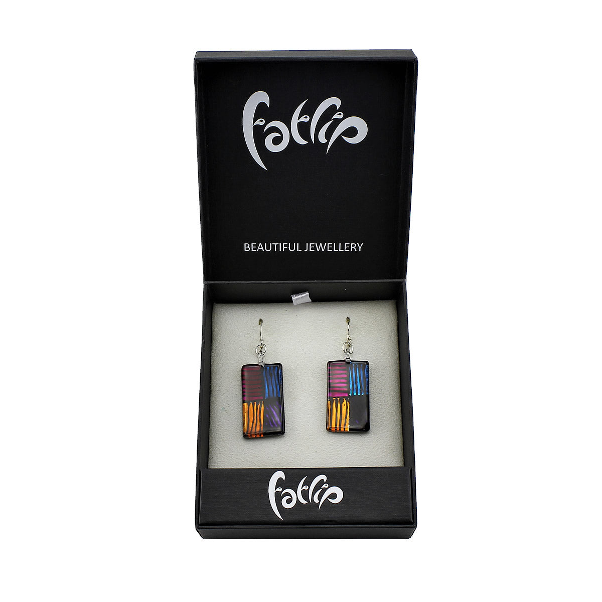 SWE549 - Multi-colour Glass Rectangle Drop Earring
