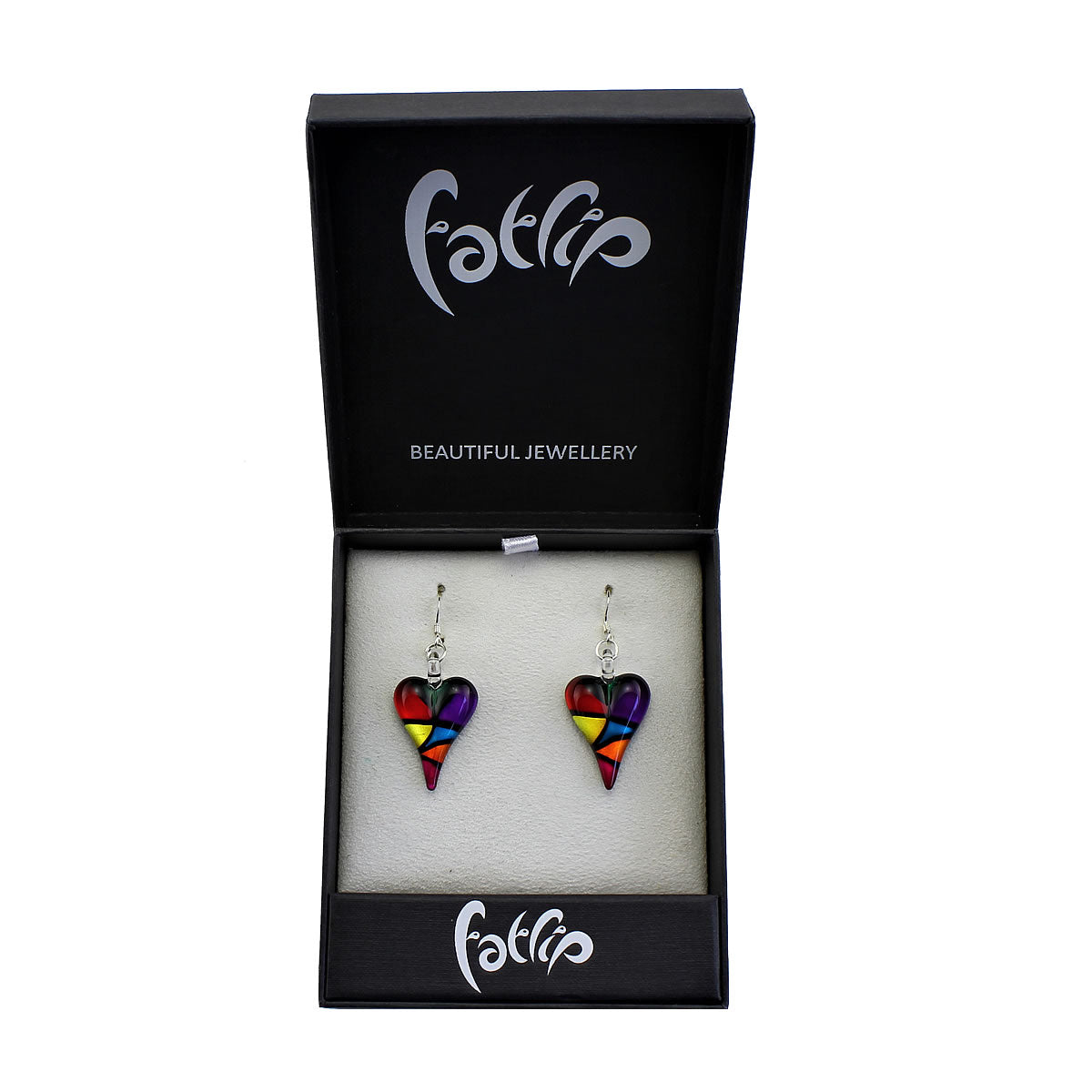SWE551 - Multi-colour Glass Heart Drop Earring