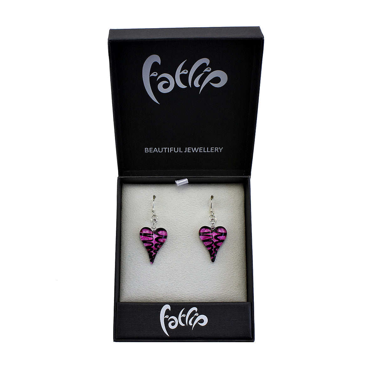SWE552 - Fuchsia Glass Heart Drop Earring