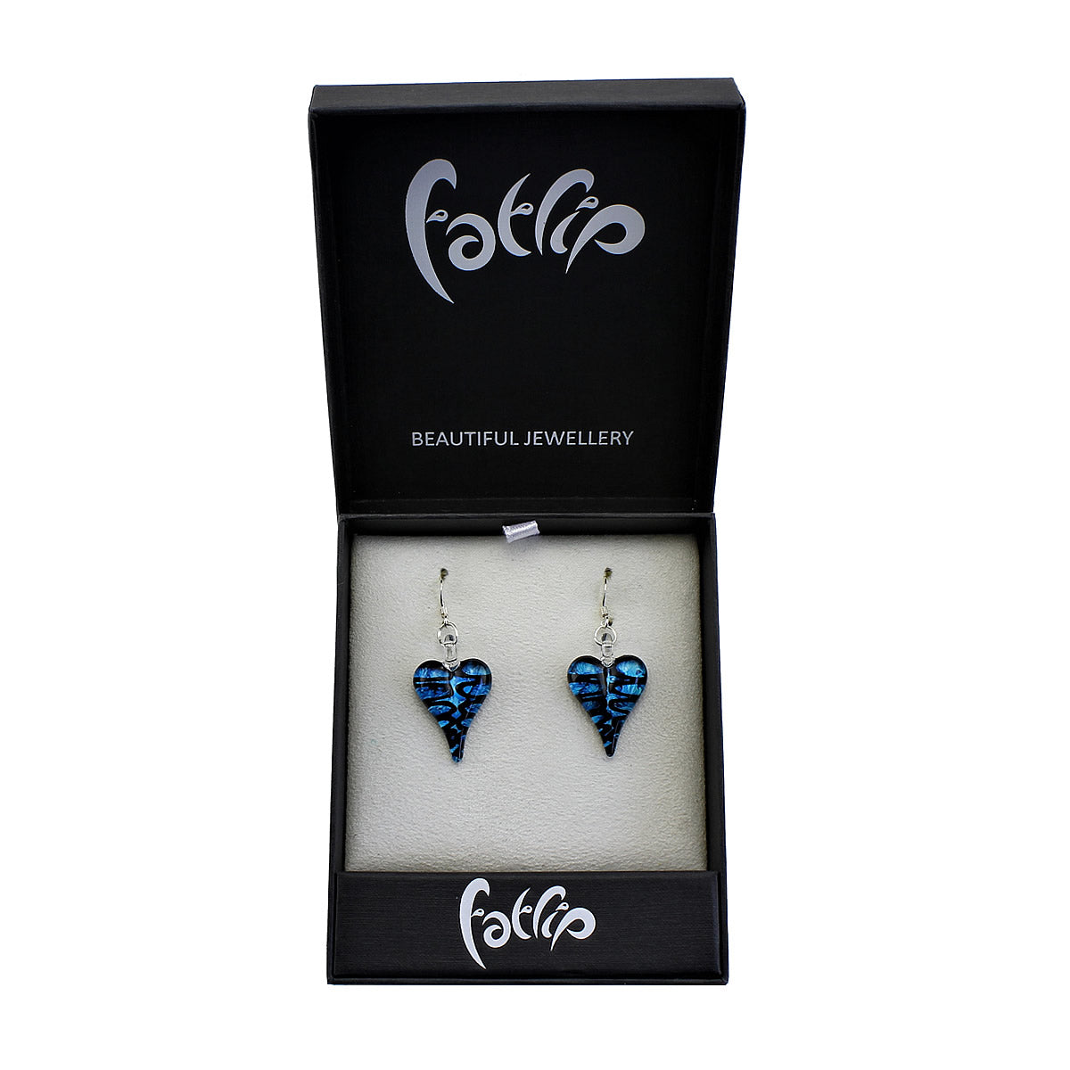SWE553 - Blue Glass Heart Drop Earring
