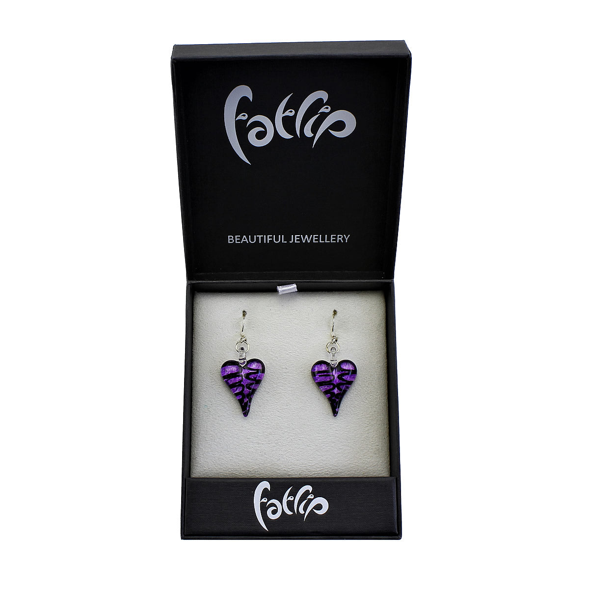 SWE554 - Purple Glass Heart Drop Earring