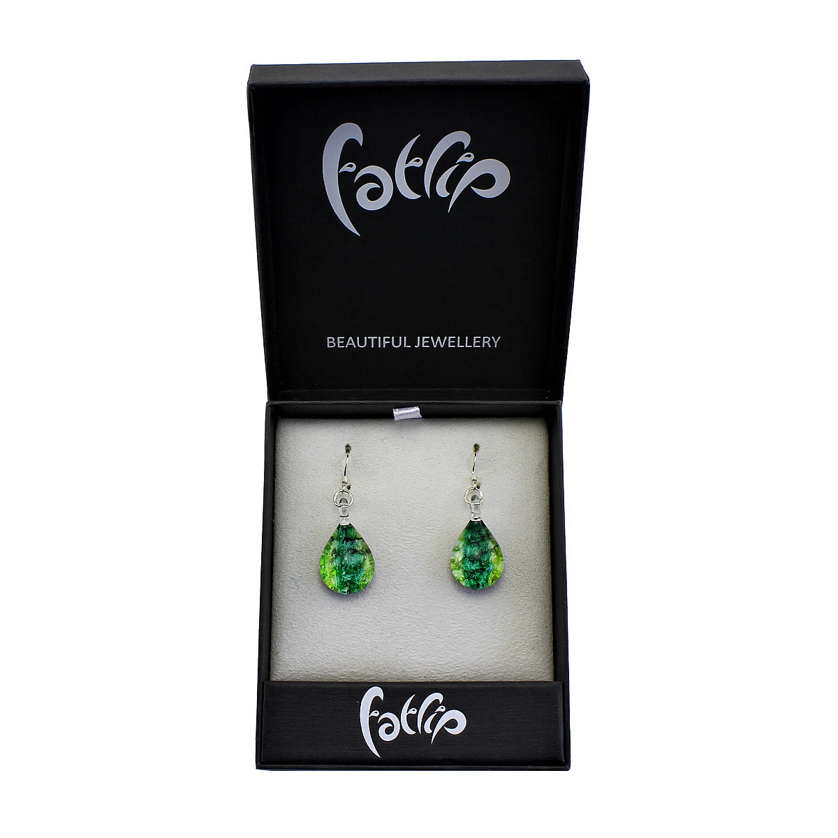 SWE559 - Green Glass Teardrop Drop Earring