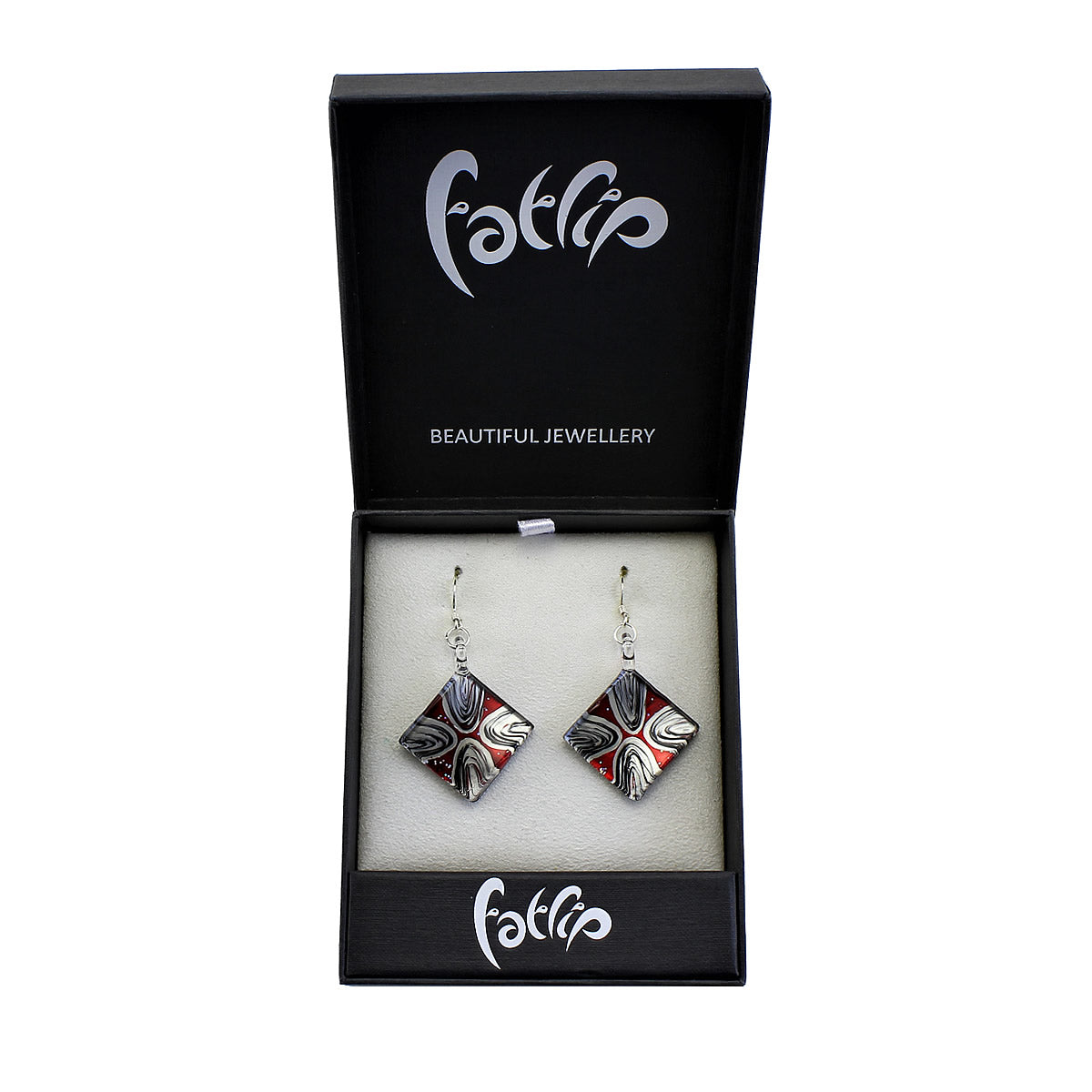 SWE566 - Red Glass Diamond Drop Earring