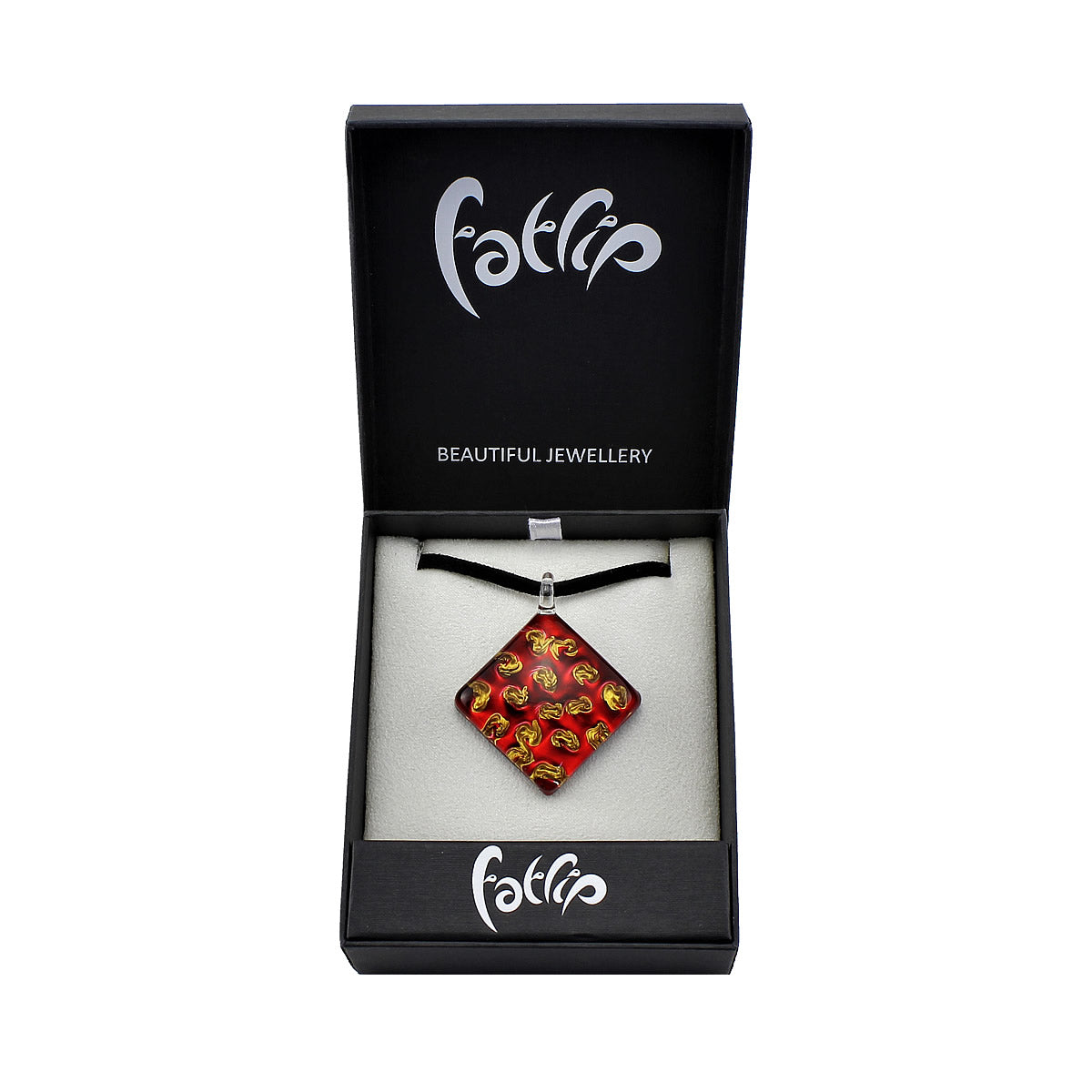 SWN504 - Red Glass Diamond Pendant Necklace