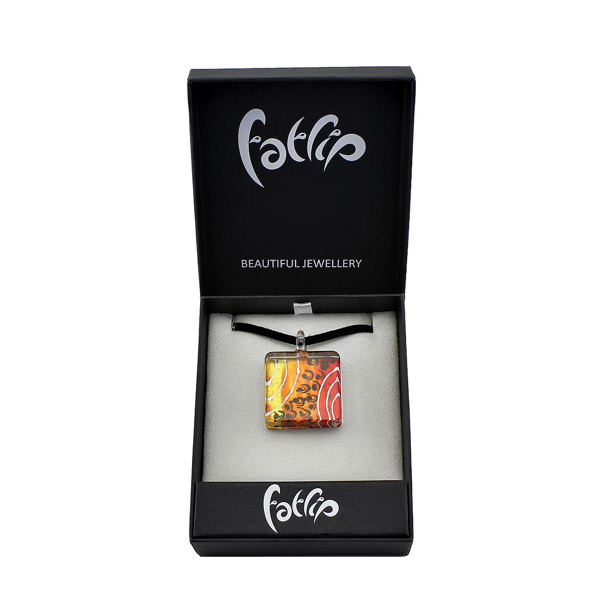 SWN505 - Multi-colour Glass Square Pendant Necklace
