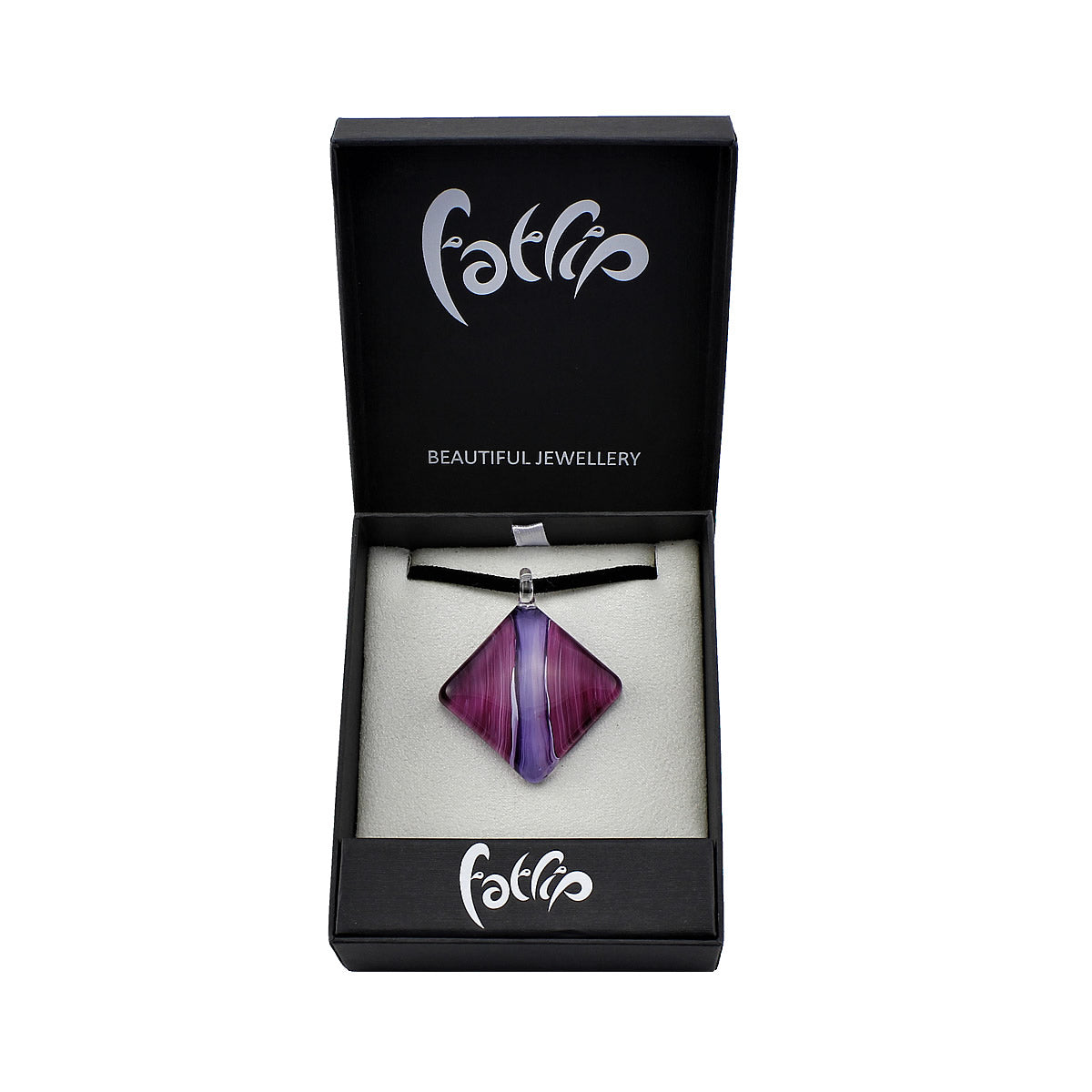 SWN512 - Purple Glass Teardrop Sparkle Pendant Necklace
