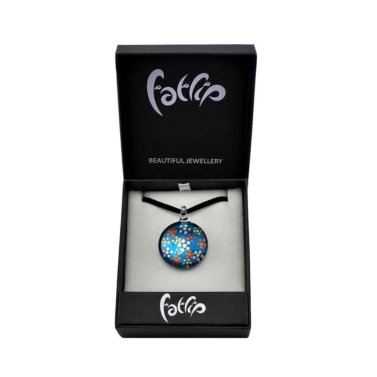 SWN525 - Blue Glass Round Dotty Pendant Necklace