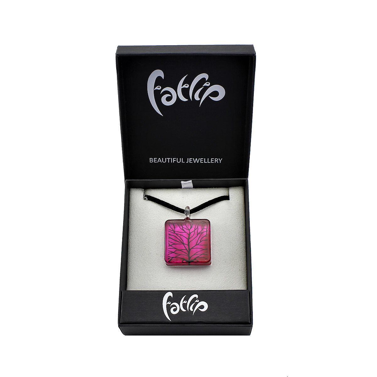 SWN530 - Red Glass Square Branch Pendant Necklace