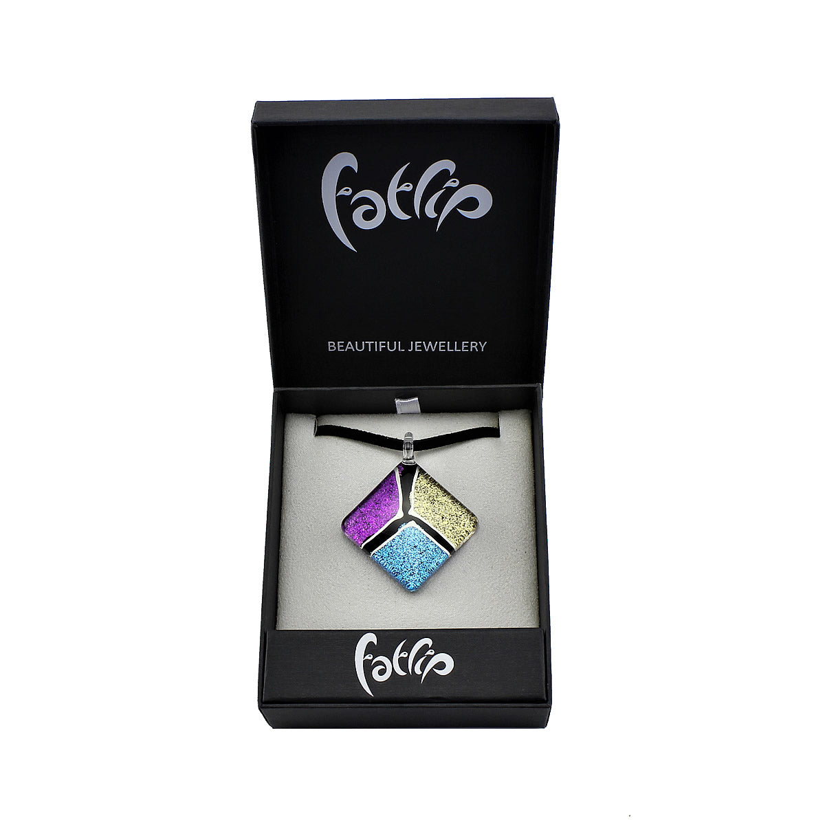 SWN536 - Purple Blue Gold Glass Diamond Glitter Pendant Necklace