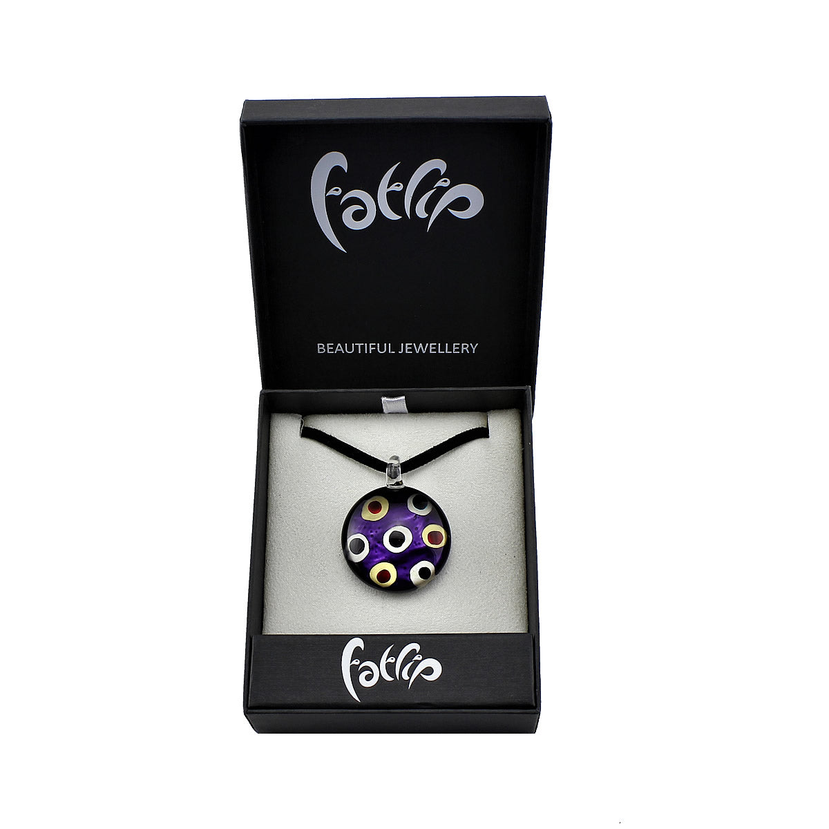 SWN538 - Purple Glass Round Dotty Pendant Necklace