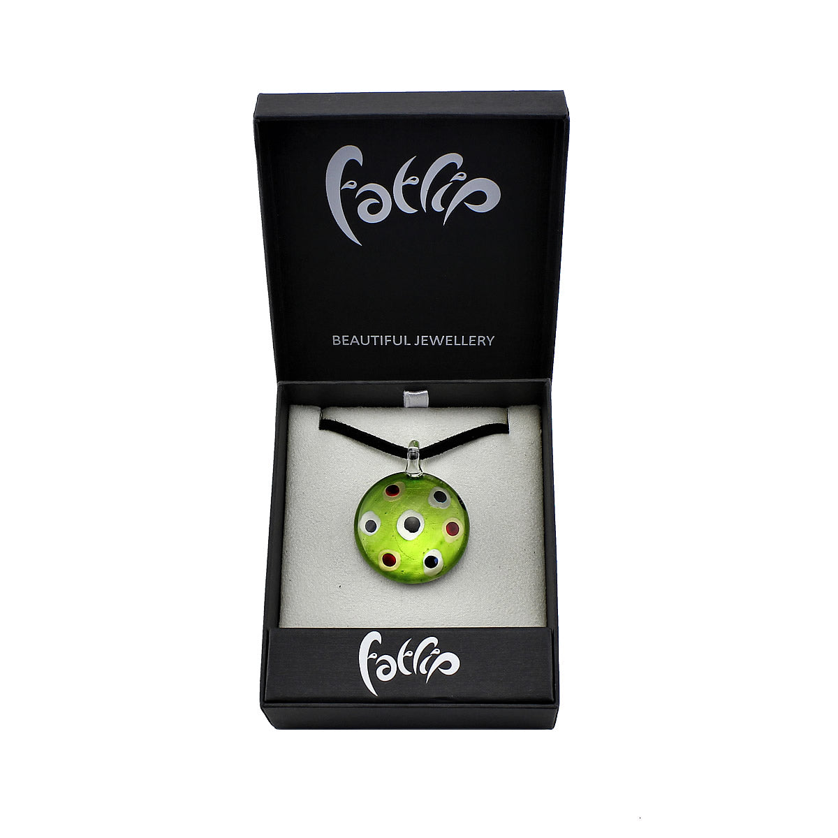 SWN540 - Green Glass Round Dotty Pendant Necklace