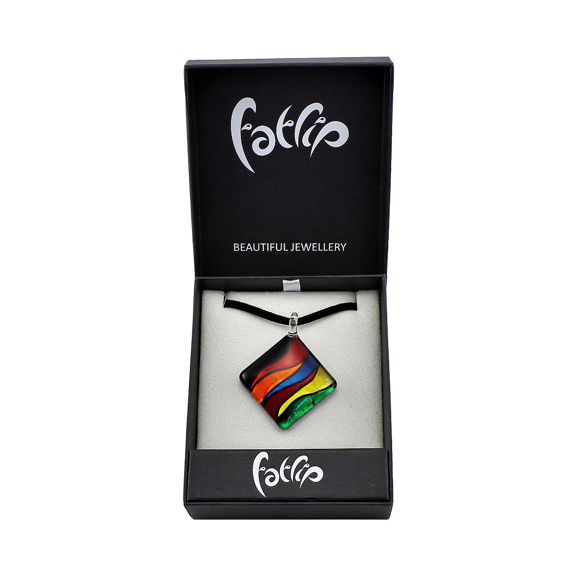 SWN546 - Multi-colour Glass Striped Pendant Necklace