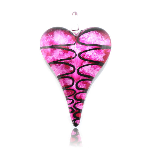 SWN552 - Fuchsia Glass Heart Pendant Necklace
