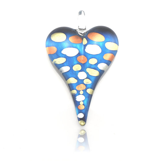 SWN555 - Blue Glass Heart Pendant Necklace