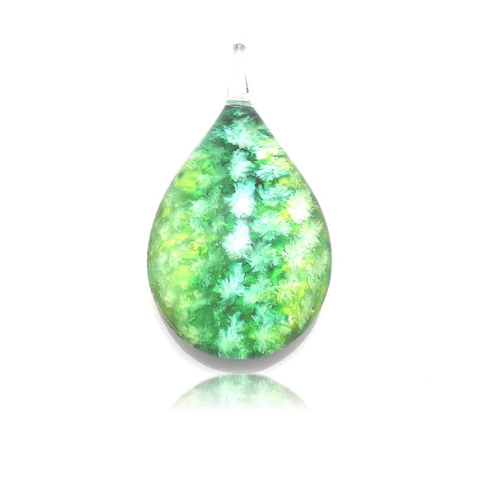SWN559 - Green Glass Teardrop Pendant Necklace