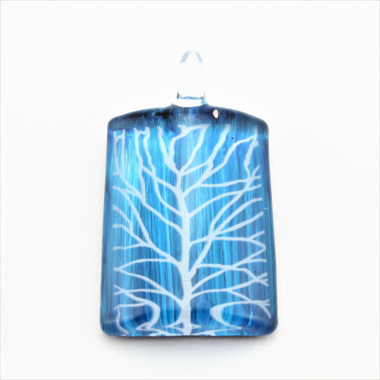 WSWN576 Turquoise Rectangle Glass Pendant Necklace