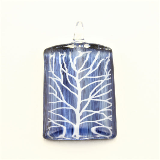 WSWN578 Blue Rectangle Glass Pendant Necklace