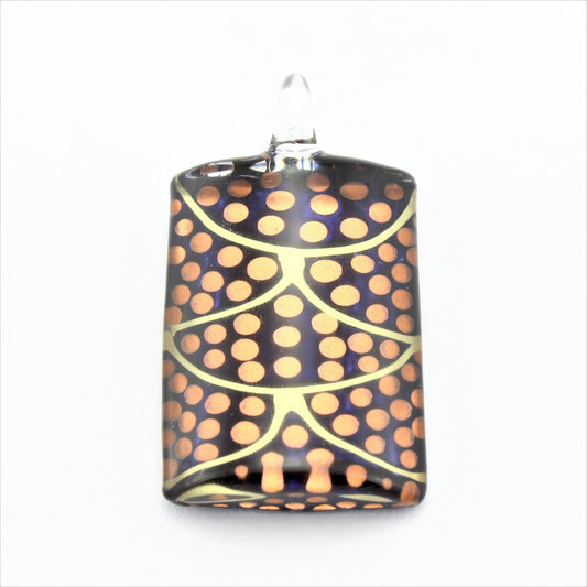WSWN592 Black/Orange Dotty Rectangle Glass Pendant Necklace