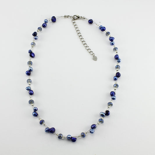 WSWN0017BL - SOPHIE - Navy Freshwater Pearl Necklace