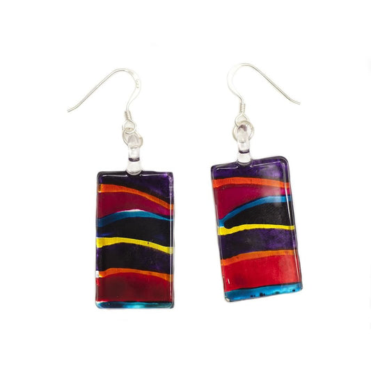 WSWE502 - Multi-colour Glass Rectangle Drop Earring