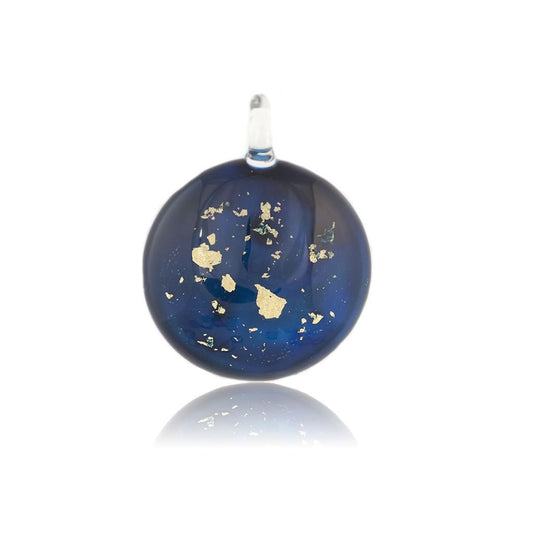 A beautiful hand-made lampwork glass pendant individually painted. Comes with a leather suede cord necklace.