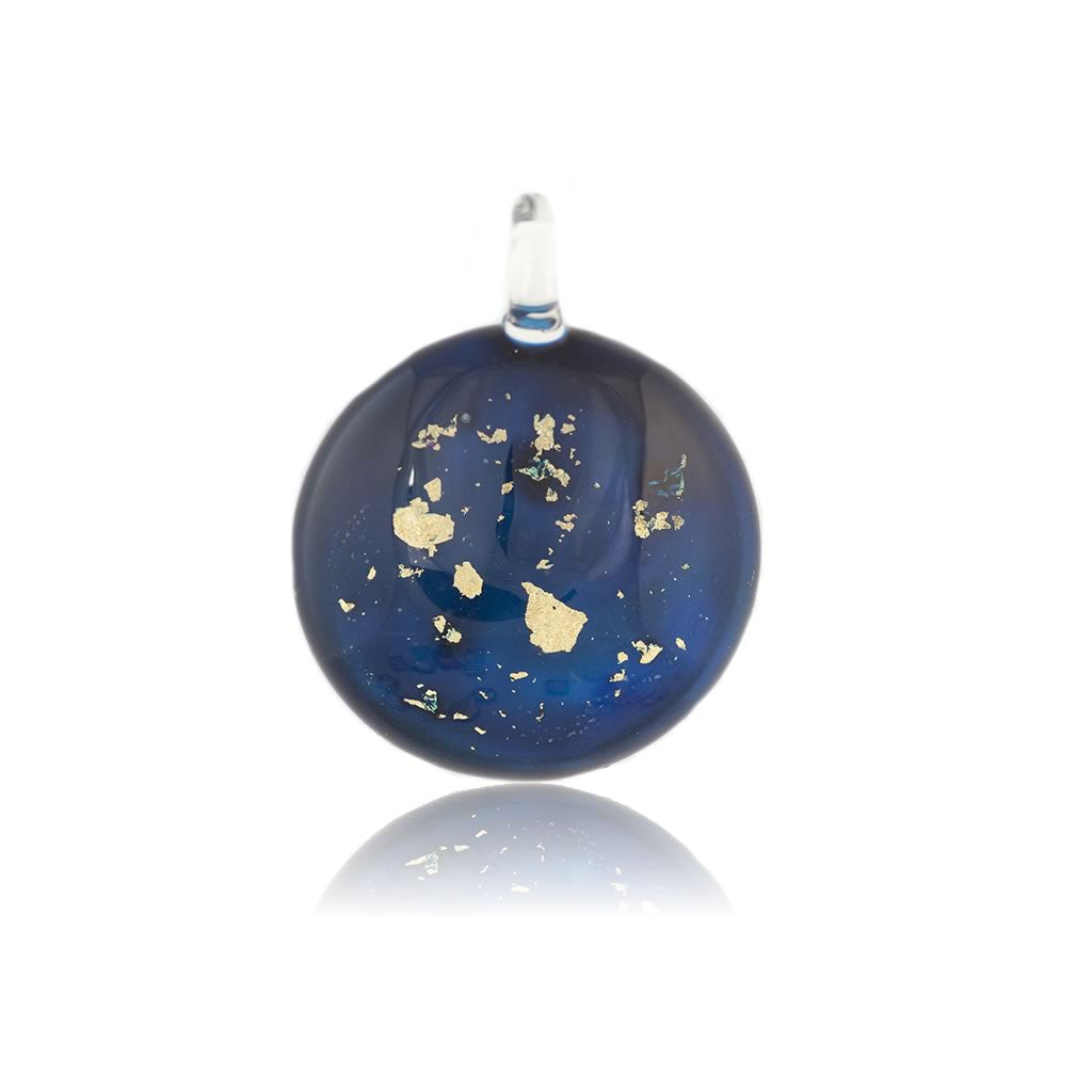 A beautiful hand-made lampwork glass pendant individually painted. Comes with a leather suede cord necklace.