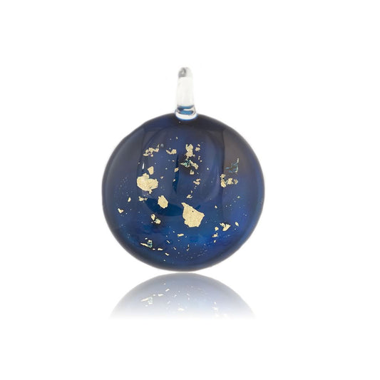 A beautiful hand-made lampwork glass pendant individually painted. Comes with a leather suede cord necklace.