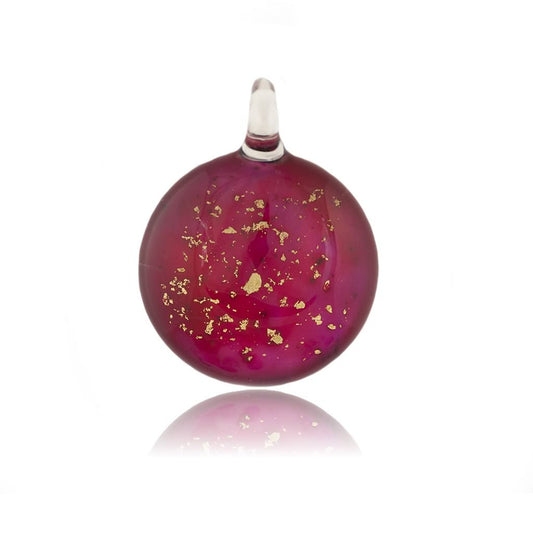 A beautiful hand-made lampwork glass pendant individually painted. Comes with a leather suede cord necklace.