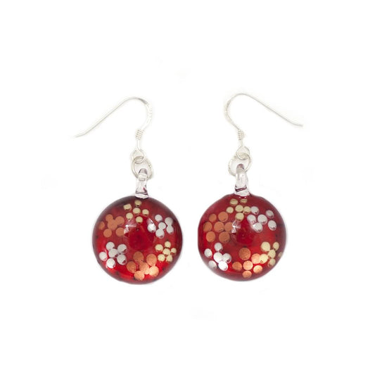 A beautiful hand-made lampwork glass earring individually painted. With sterling sliver hooks.