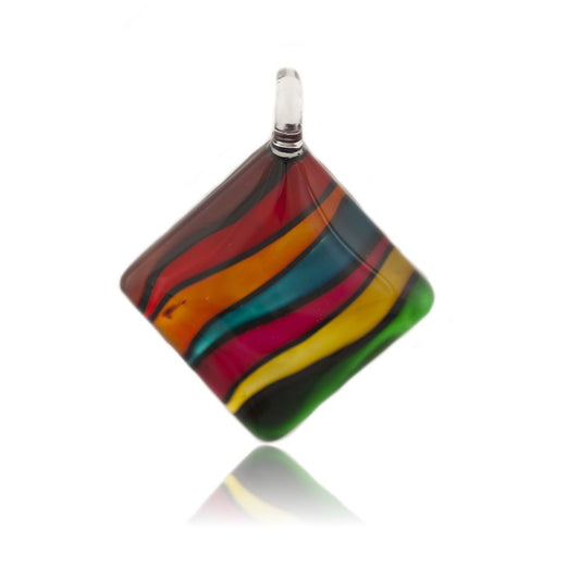 A beautiful hand-made lampwork glass pendant individually painted. Comes with a leather suede cord necklace.
